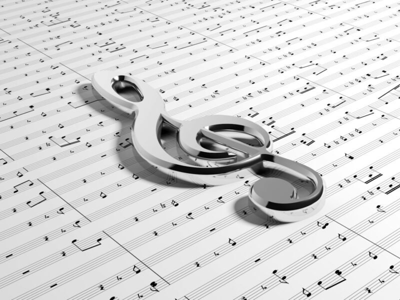 G clef on music notes background